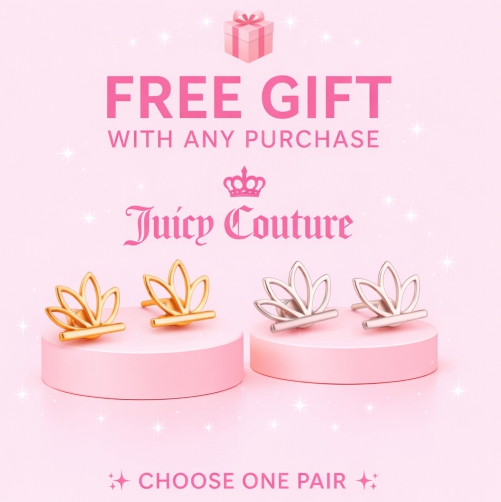 FREE GIFT 🎁
with any Juicy Couture purchase
✨ Choose ONE pair ✨